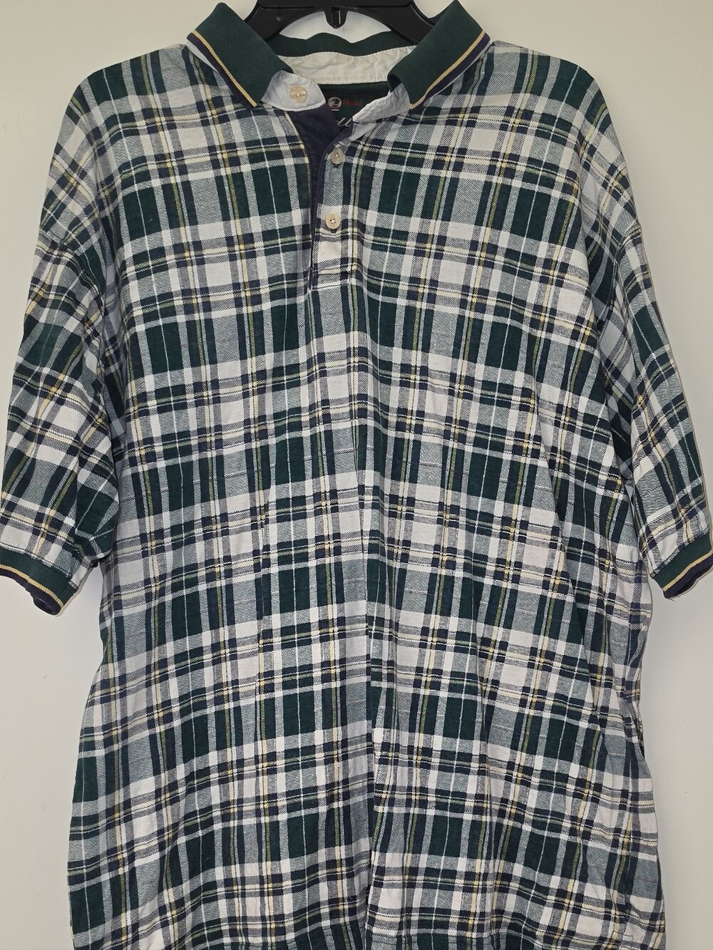 Vintage Duck Head Green and White Plaid Polo Shirt